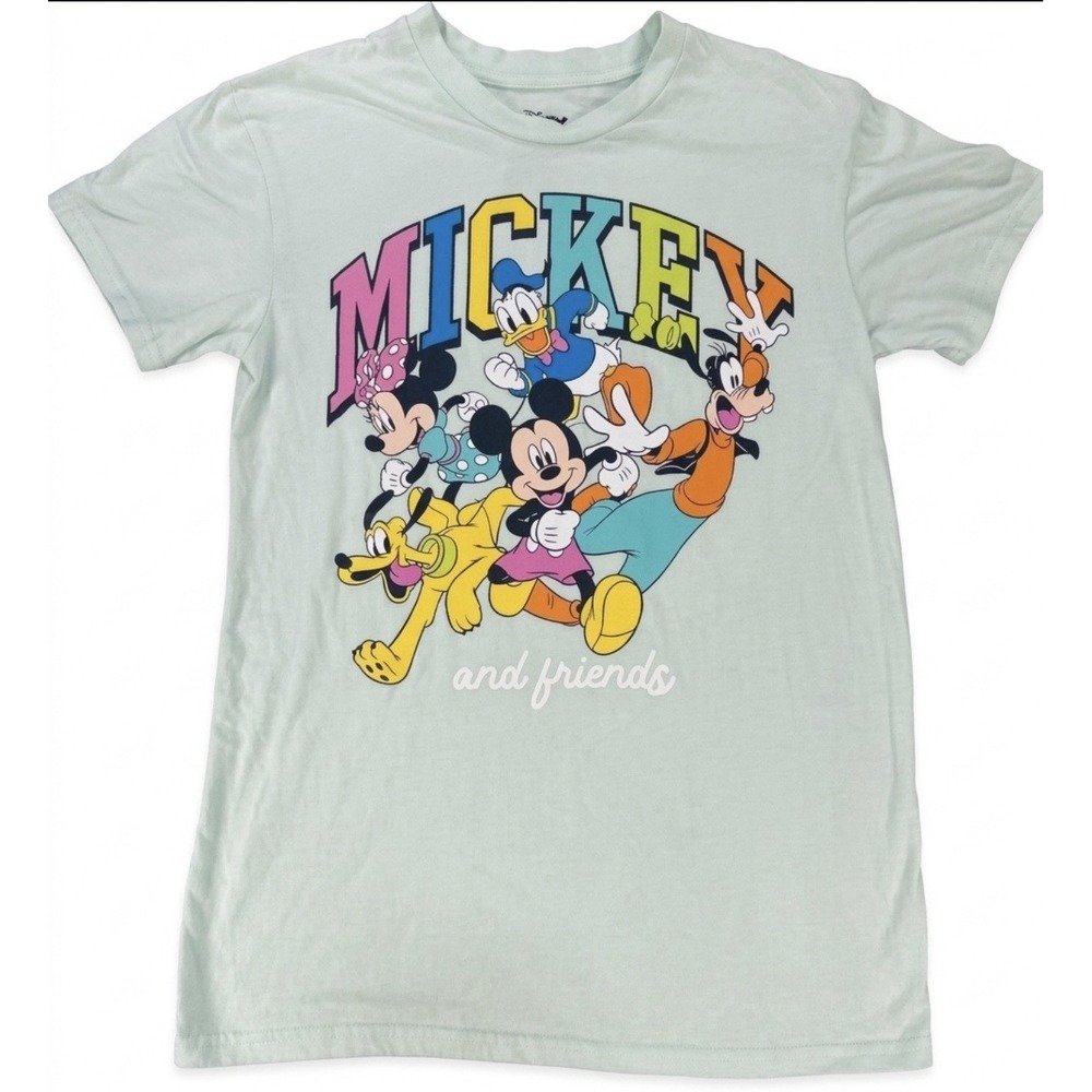 Disney Mickey and Friends Graphic T-Shirt Adult Unisex Size S Light Green